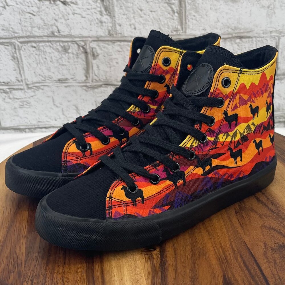 Inkkas Desert Llama Print Womens 8.5 Mens 6.5 Canvas High Top Sneakers Shoes